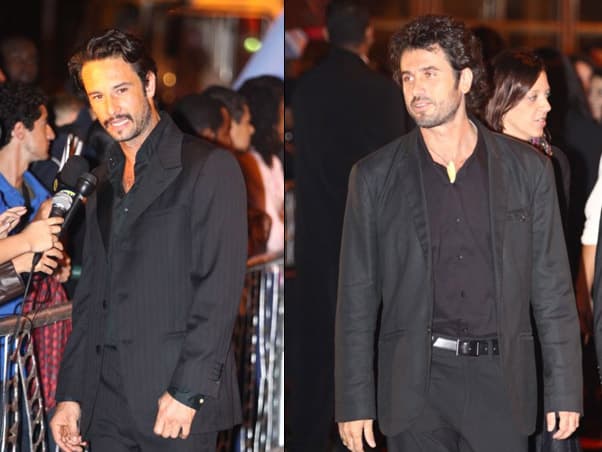 Rodrigo Santoro e Eriberto Leão passeiam juntos