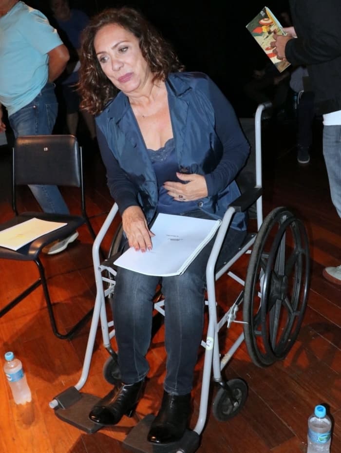 Eliane Giardini em cadeira de rodas durante evento (Foto: AgNews) Eliane Giardini em cadeira de rodas durante evento (Foto: AgNews)