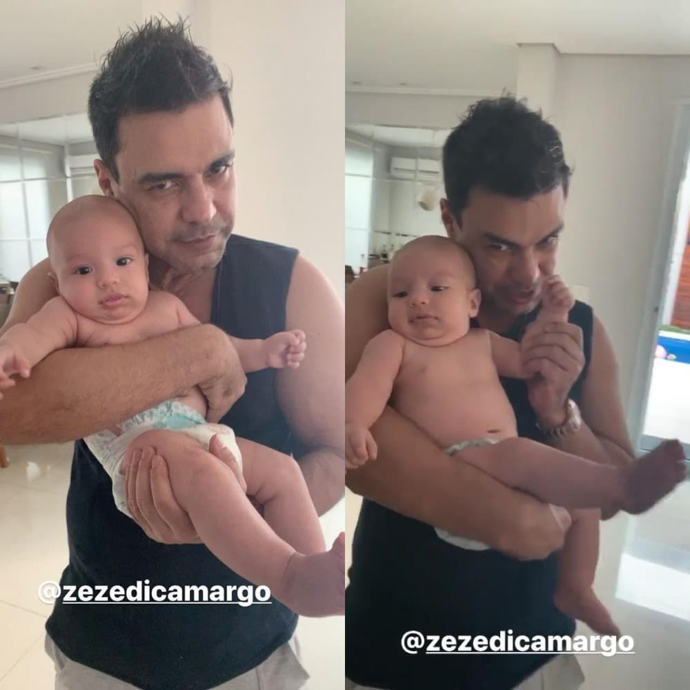 Zezé Di Camargo com Joaquim, filho de Camilla Camargo (Foto: Reprodução/Instagram/Montagem TV Foco)