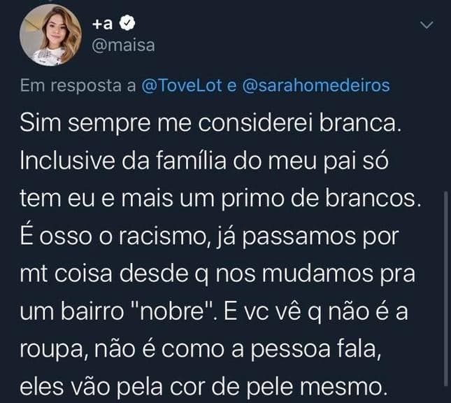 Maisa fala sobre seu pai sofrer racismo (Foto: Reprodução: Twitter)