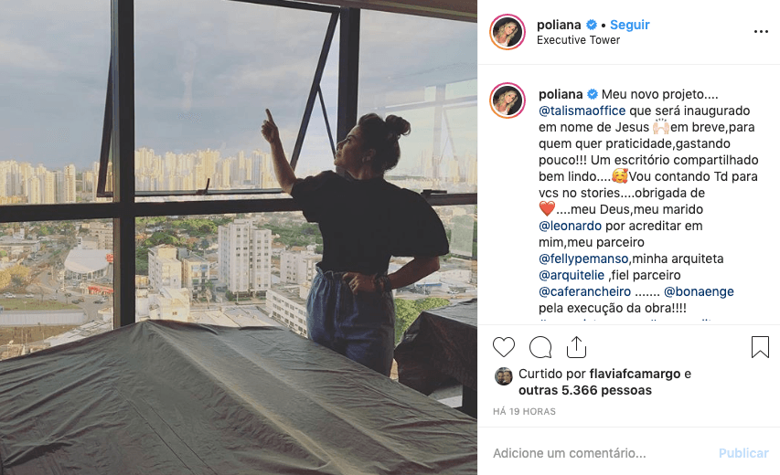 Poliana Rocha mostra novo projeto e agradece a Leonardo pelo apoio. Foto: Reprodução