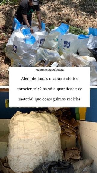 Casamento de Kaká e Caro Dias geram toneladas de lixo, que serão totalmente reciclados (Foto: Reprodução) Casamento de Kaká e Caro Dias geram toneladas de lixo, que serão totalmente reciclados (Foto: Reprodução)