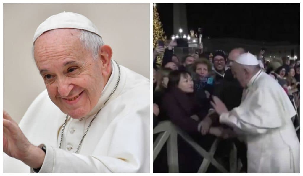 Papa Francisco se irrita após ser agarrado