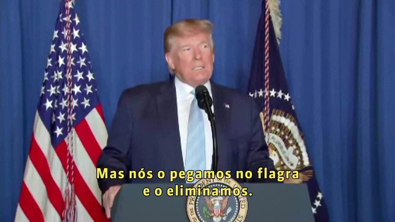O presidente Donald Trump durante pronunciamento que foi exibido na Globo News (Foto: Reprodução)
