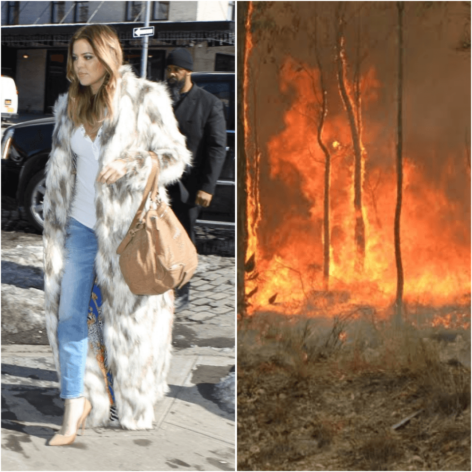 Hipócrita! Khloé Kardashian faz apelo pelos incêndios na Austrália e é detonada por usar pele de animal