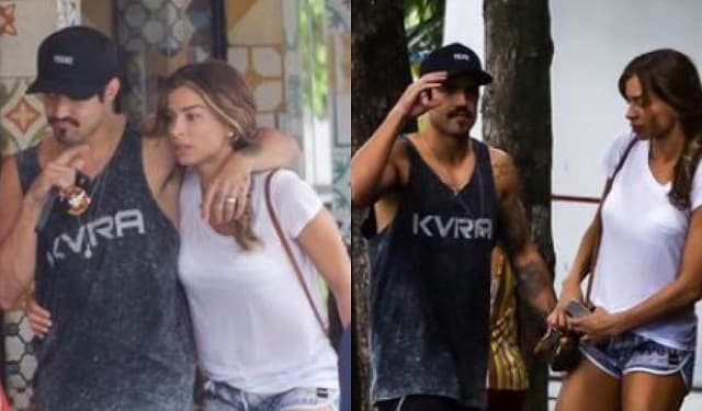 Assumidos? Caio Castro e Grazi Massafera são flagrados juntos, abraçadinhos e de aliança em público