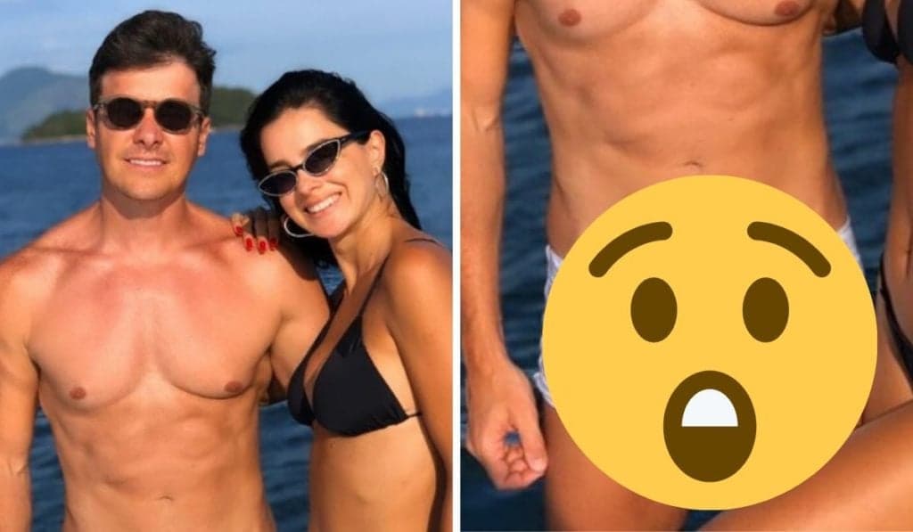 De sunga branca, Rodrigo Faro se descuida e mostra tudo nas redes sociais