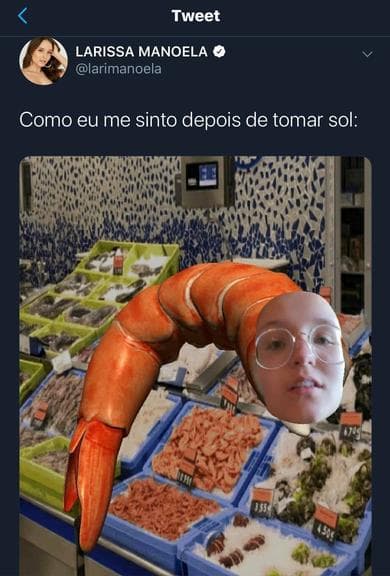 Larissa Manoela compartilha foto onde aparece em corpo de camarão (Imagem: Twitter)