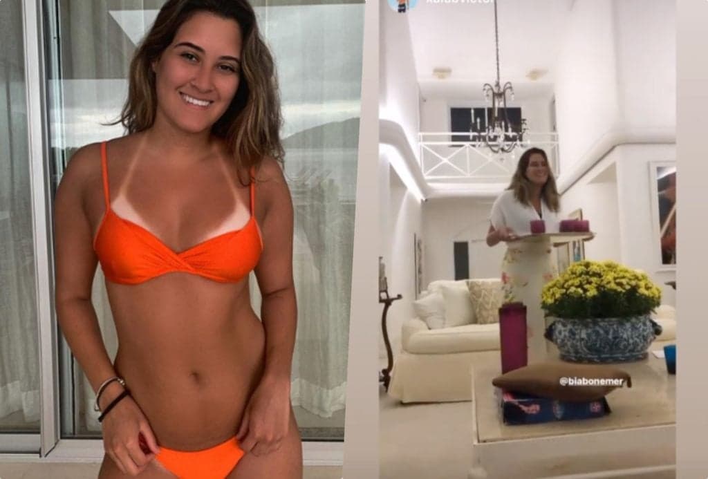Bia Bonemer, filha de William Bonner, faz festinha com amigos em mansão e rapaz mostra a intimidade