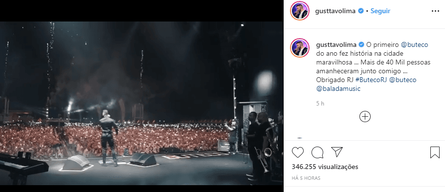 Gusttavo Lima começou o ano com o pé direito (Foto: Reprodução/ Instagram)