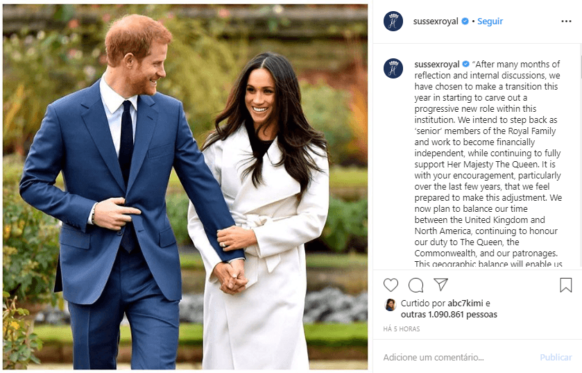 Publicação compartilhada no Instagram oficial do casal (Foto: Reprodução)