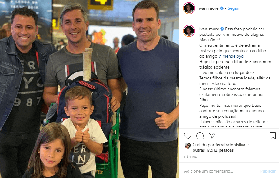 Ivan Moré prestou homenagem para o filho do jornalista de cinco anos que morreu (Foto: Reprodução/ Instagram)