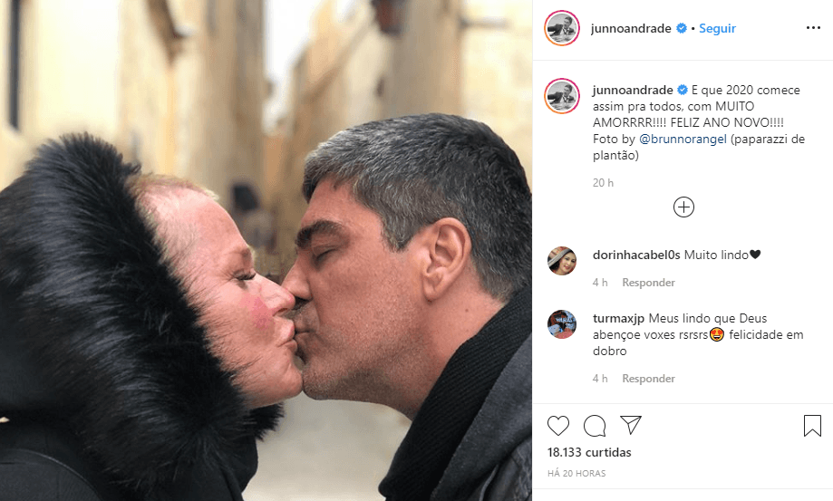 Junno Andrade curtiu a virada do ano beijando Xuxa Meneghel Junno Andrade curtiu a virada do ano beijando Xuxa Meneghel