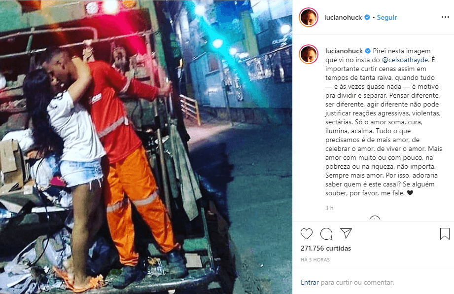 Luciano Huck compartilhou publicação que falava do amor (Foto: Reprodução/ Instagram) Luciano Huck compartilhou publicação que falava do amor (Foto: Reprodução/ Instagram)