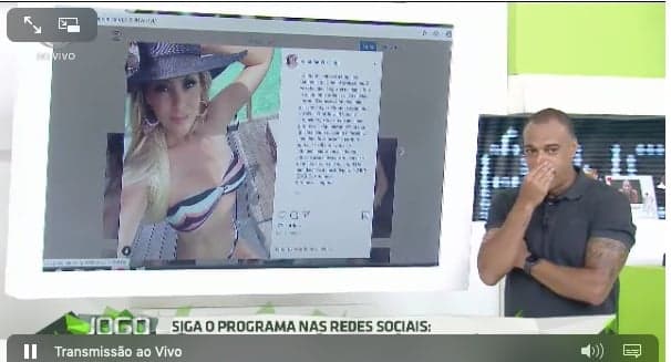 Renata Fan posta foto de biquíni após Denílson, jogadores do Internacional e torcedores fazerem campanha (foto: reprodução/Band)