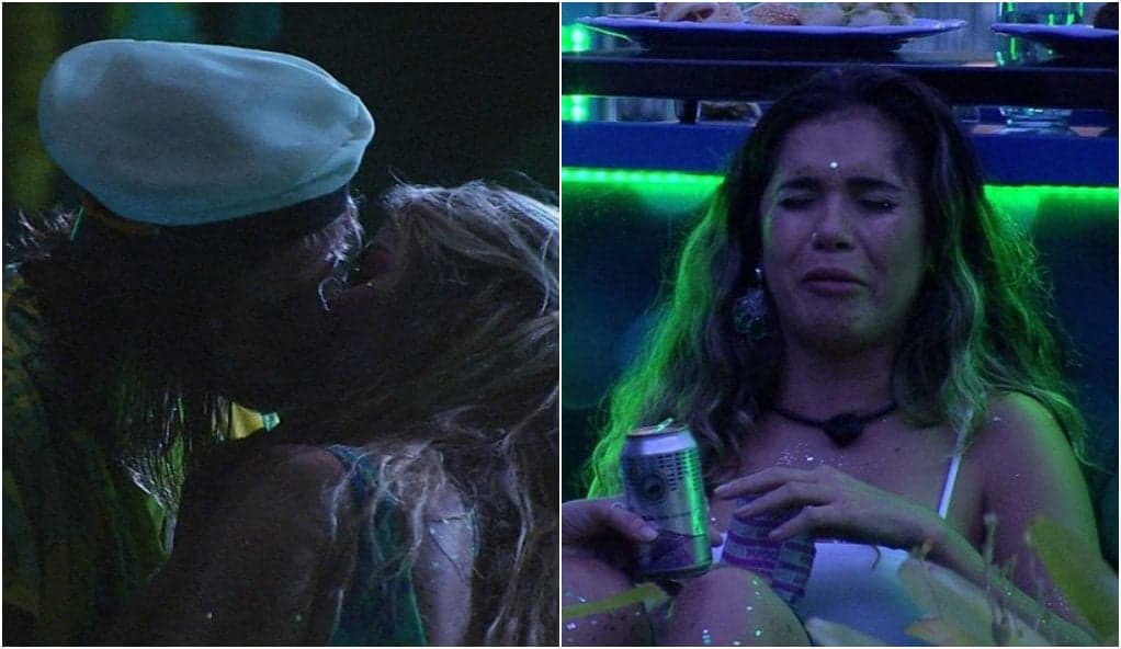 Marcela dá beijão em Daniel e Gizelly cai no choro após flagra no BBB