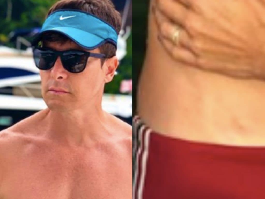 Rodrigo Faro deixa tudo à mostra em sunga vermelha e faz temperatura explodir: "Misericórdia"