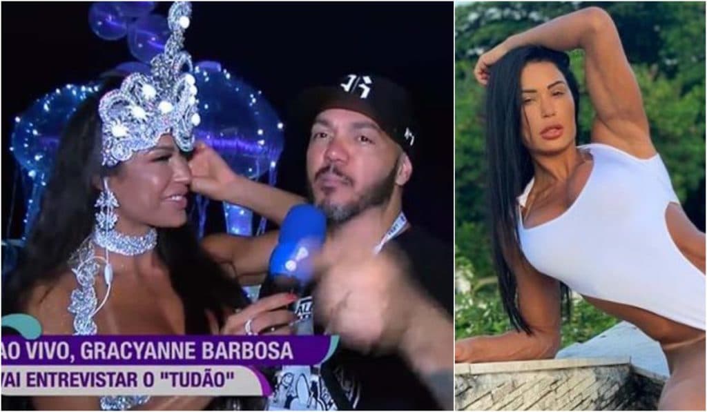 Ao vivo na RedeTV!, Gracyanne Barbosa coloca Belo contra parede e faz comentário picante ao marido