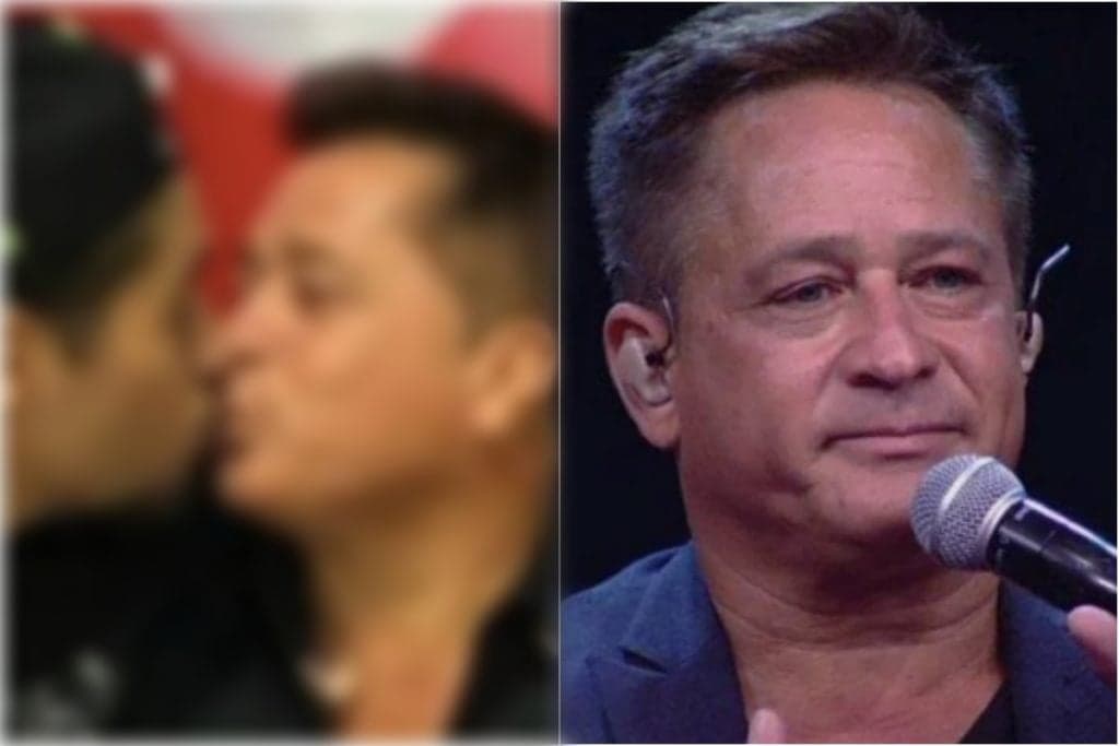 Casado há 23 anos, Leonardo é flagrado dando beijo em cantor sertanejo: "Como eu amo"