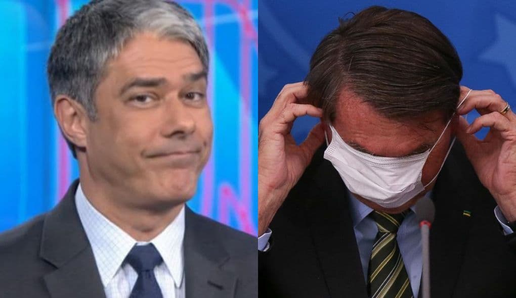 William Bonner tira sarro de Bolsonaro após presidente usar máscara de forma errada