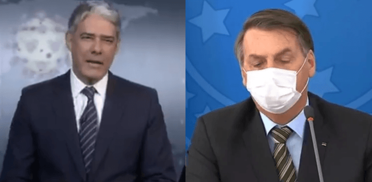 Globo contraria pedido de Bolsonaro, mostra panelaço e Bonner debocha: "Não sabe usar máscara"