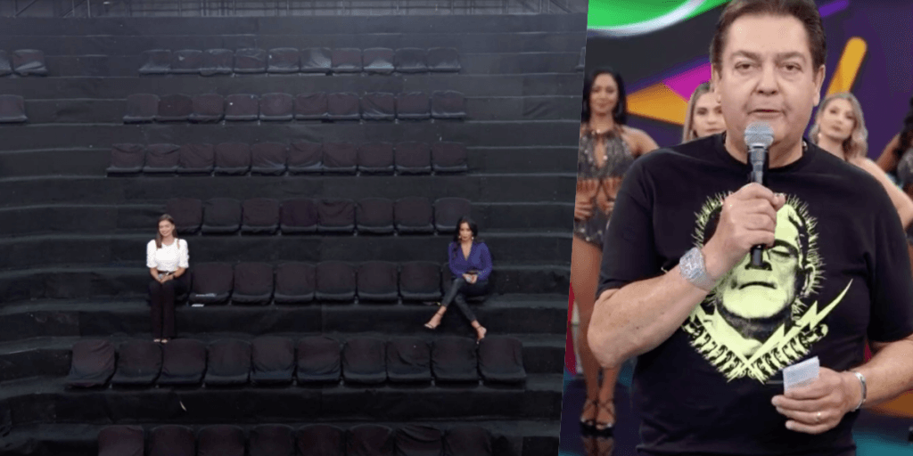 Ao vivo, Faustão faz anúncio bomba, mostra auditório de 400 pessoas vazio e ignora bailarina com coronavírus