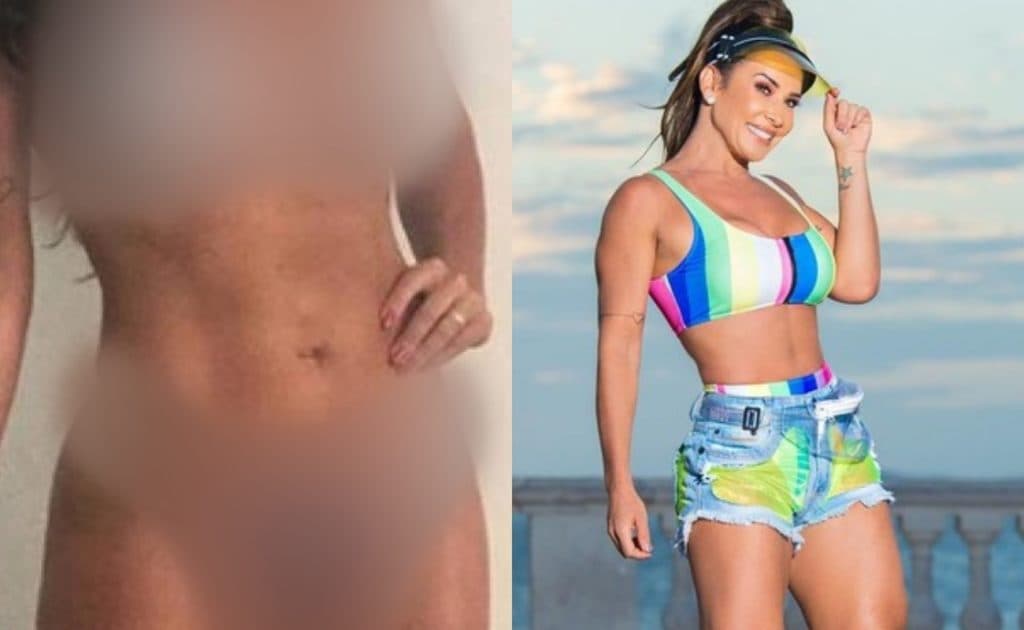 Scheila Carvalho surge sem calcinha e partes íntimas chamam atenção: "Periquita voou"