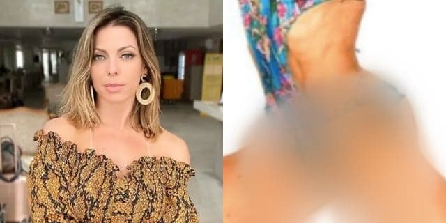 De maiô cavadíssimo, Sheila Mello dá show de flexibilidade e deixa partes íntimas à mostra