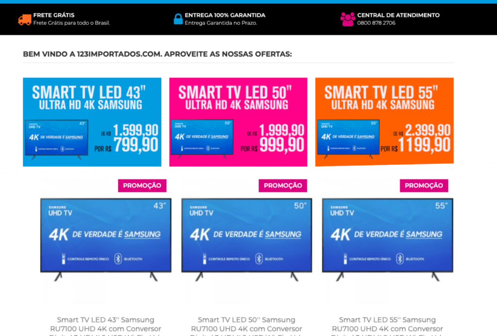 PUBLI! 123 Importados atinge feito e oferece televisores 4K com até 50% de desconto