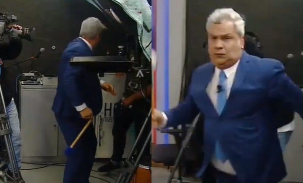 Funcionário atinge Sikêra Jr, apresentador se irrita e parte para cima dele ao vivo: “Eu não estou de brincadeira”