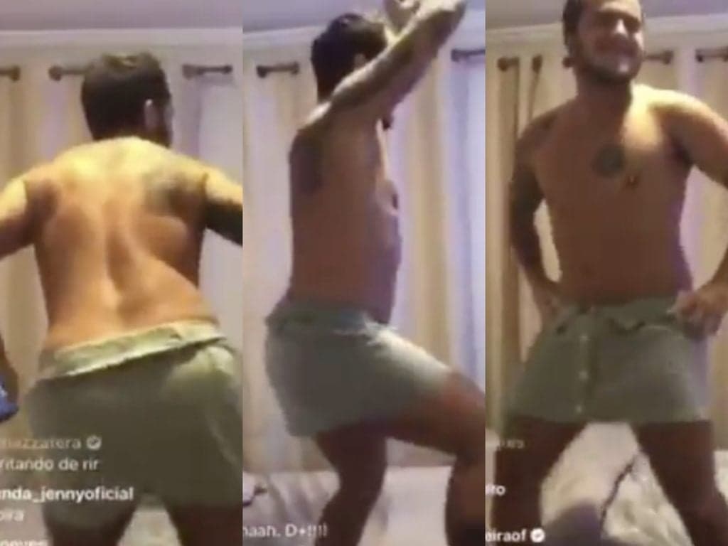 Thammy Miranda cumpre promessa após saída de Prior do BBB20, coloca sainha e dança "Conga" em público