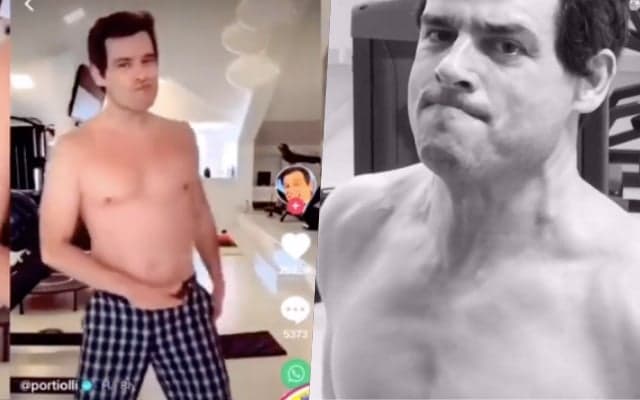 Celso Portiolli faz dança sensual, deixa tudo marcando em shortinho agarrado e público não perdoa: "Ai papai"