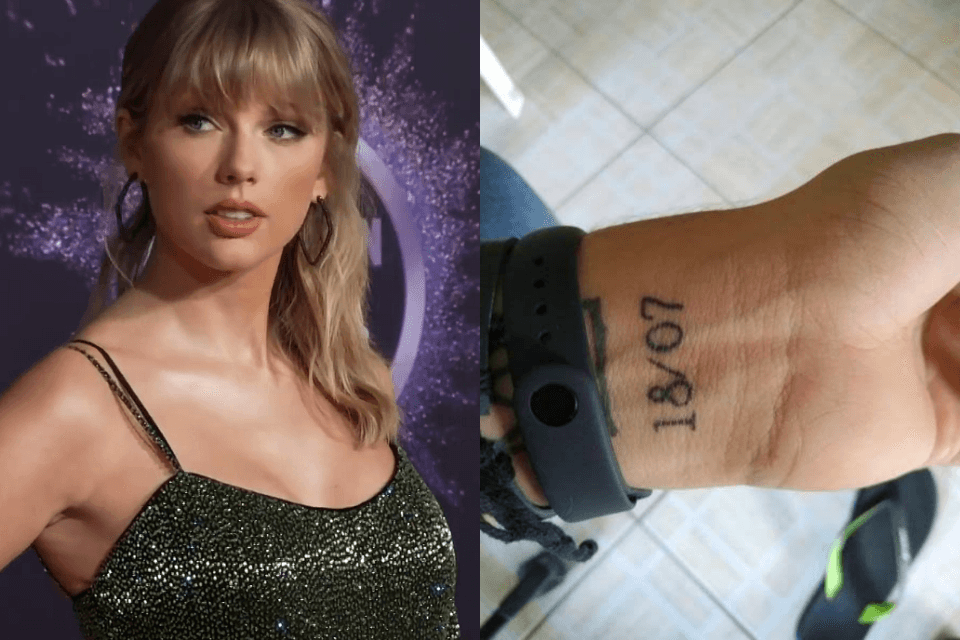 Coitada! Fã de Taylor Swift tatua data de show cancelado no Brasil e mostra indignação: "remarque pra mesma data"
