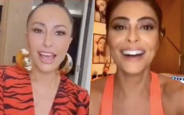 Ao vivo, Juliana Paes se assusta com filho invadindo conversa dela com Sabrina Sato: "Ele está pelado"