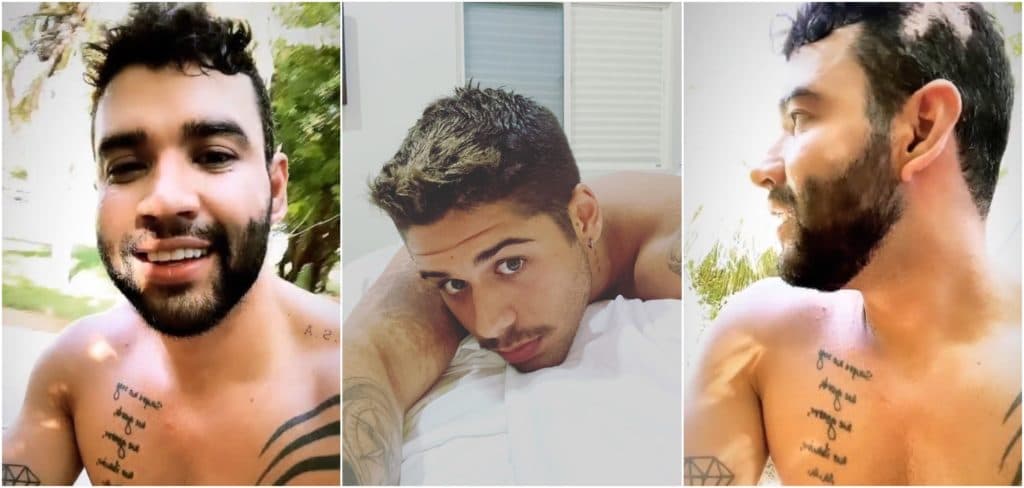 Gusttavo Lima é flagrado seminu, todo suado ao lado de Zé Felipe, filho de Leonardo, e dispara: 'Bão demais'