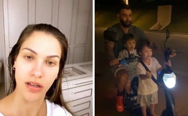 Andressa Suíta 'briga' com Gusttavo Lima ao flagrar cantor de moto com os filhos: "Juízo"