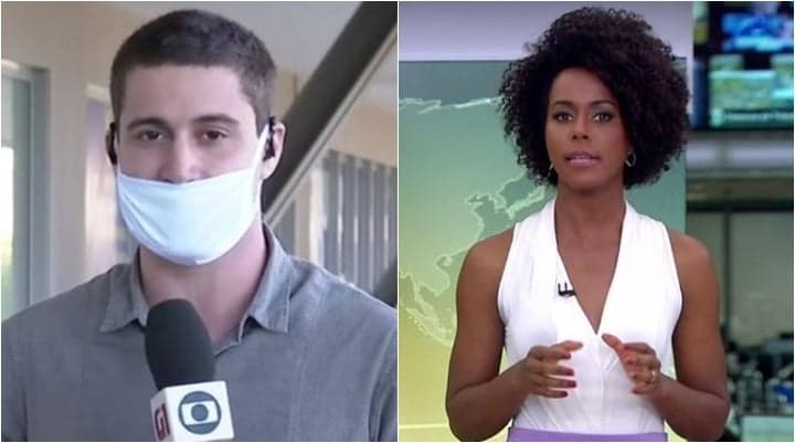 Repórter da Globo usa máscara de forma errada e Maju Coutinho dá bronca ao vivo: “Caiu”