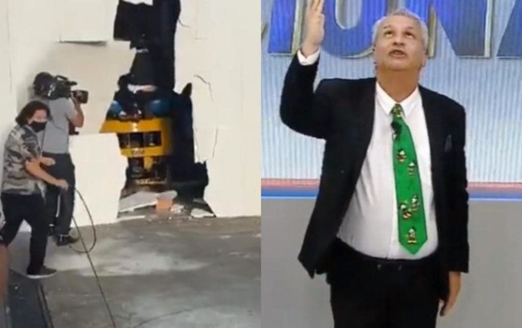 Após quase morrer, Sikêra Jr. entra com trator em estúdio, derruba parede e invade programa ao vivo: “Meu lugar”