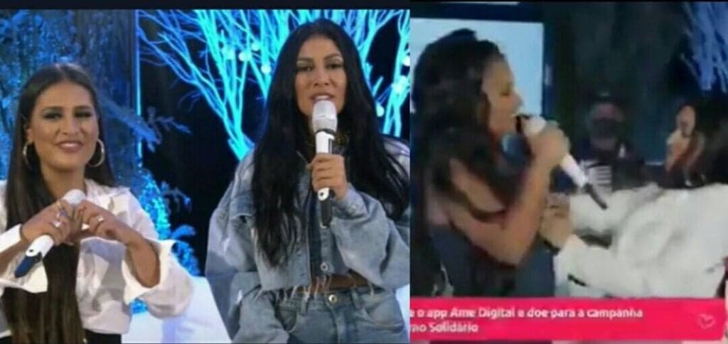 Decote de Simone abre em meio a live e cantora se desespera: "Olha o que você fez aqui"