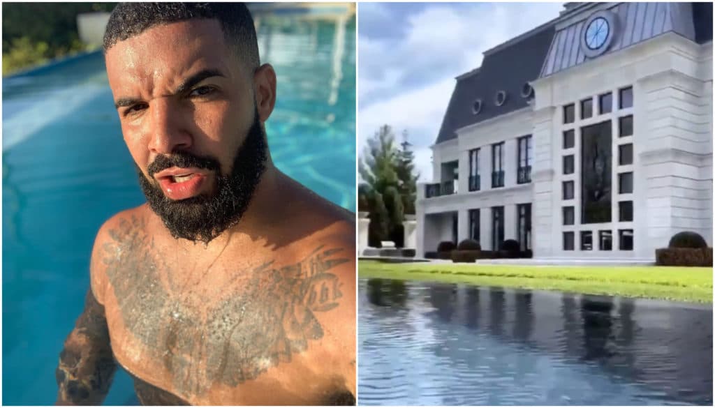 Enorme! Drake abre as portas de sua propriedade, impressiona com os detalhes e mostra piscina gigante da mansão