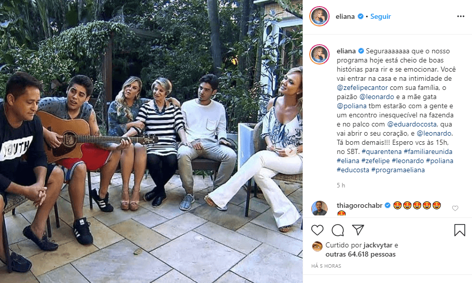 Eliana bateu um papo com a família de Leonardo (Foto: Reprodução) Eliana bateu um papo com a família de Leonardo (Foto: Reprodução)