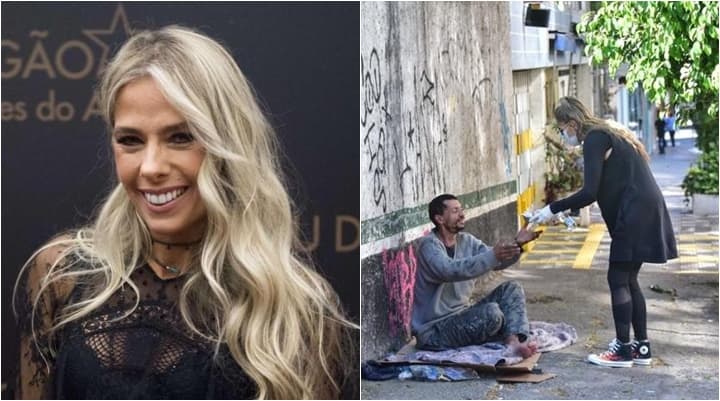 Adriane Galisteu é flagrada entregando marmitas na rua em meio à pandemia e gera comoção