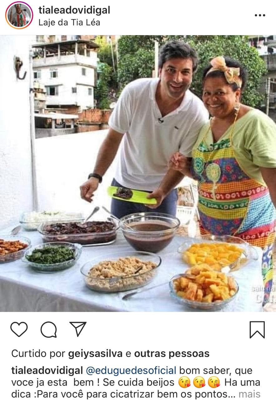 Tia Léa ao lado de Edu Guedes (Foto: Reprodução)