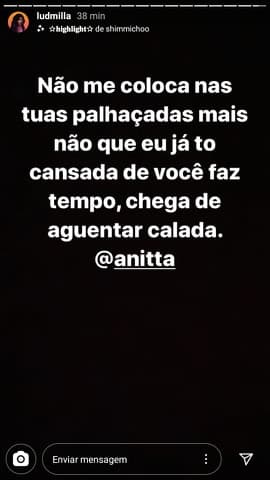 Ludmilla soltou os cachorros para cima de Anitta (Reprodução) Ludmilla soltou os cachorros para cima de Anitta (Reprodução)
