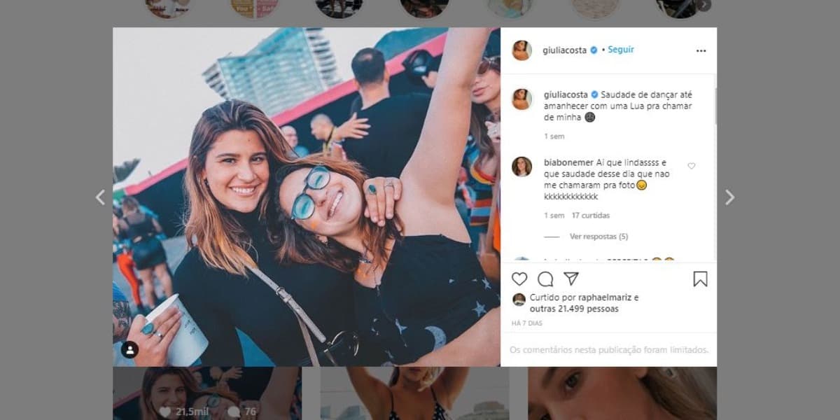 Giulia Costa fez ciúmes em Bia Bonemer (Foto: Reprodução/Instagram) Giulia Costa fez ciúmes em Bia Bonemer (Foto: Reprodução/Instagram)