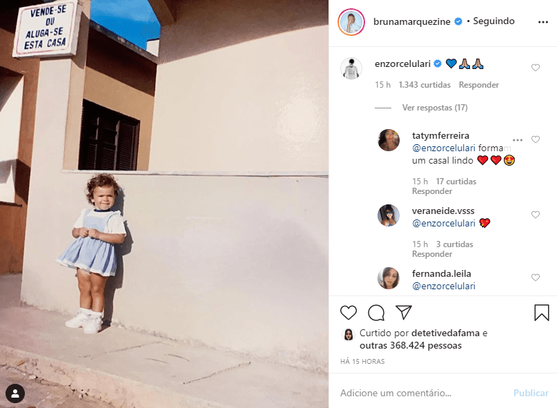 Bruna Marquezine surgiu em foto do passado e ganhou comentário de Enzo Celulari 