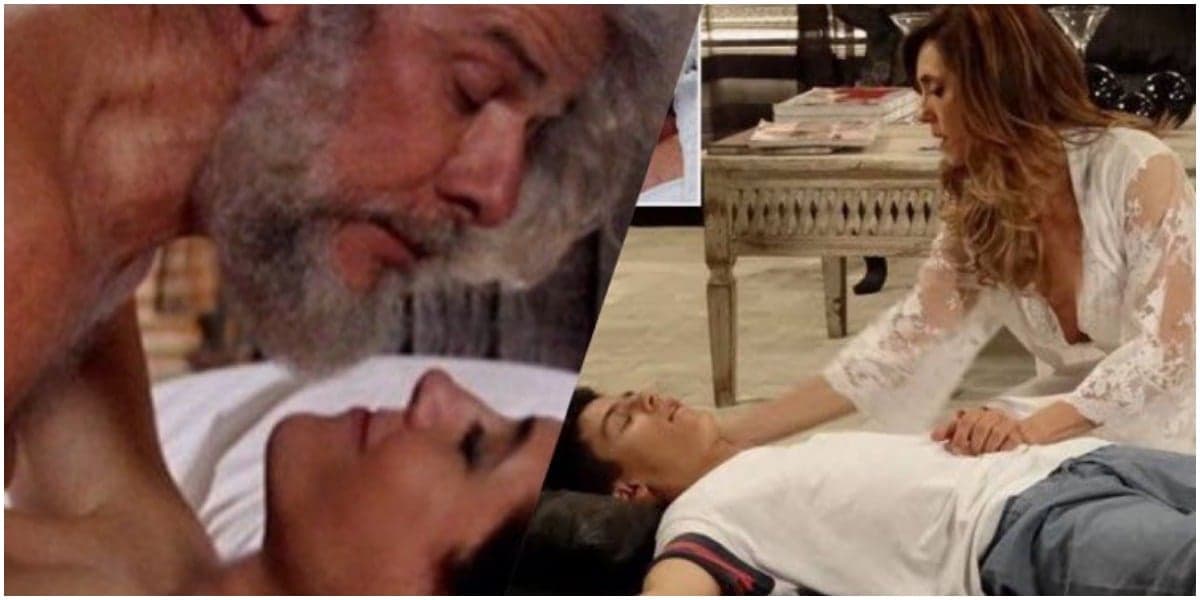 Fina Estampa, René Jr. tem piripaque ao flagrar pereirinha pelado na cama de sua mãe (Montagem: TV Foco) Fina Estampa, René Jr. tem piripaque ao flagrar pereirinha pelado na cama de sua mãe (Montagem: TV Foco)