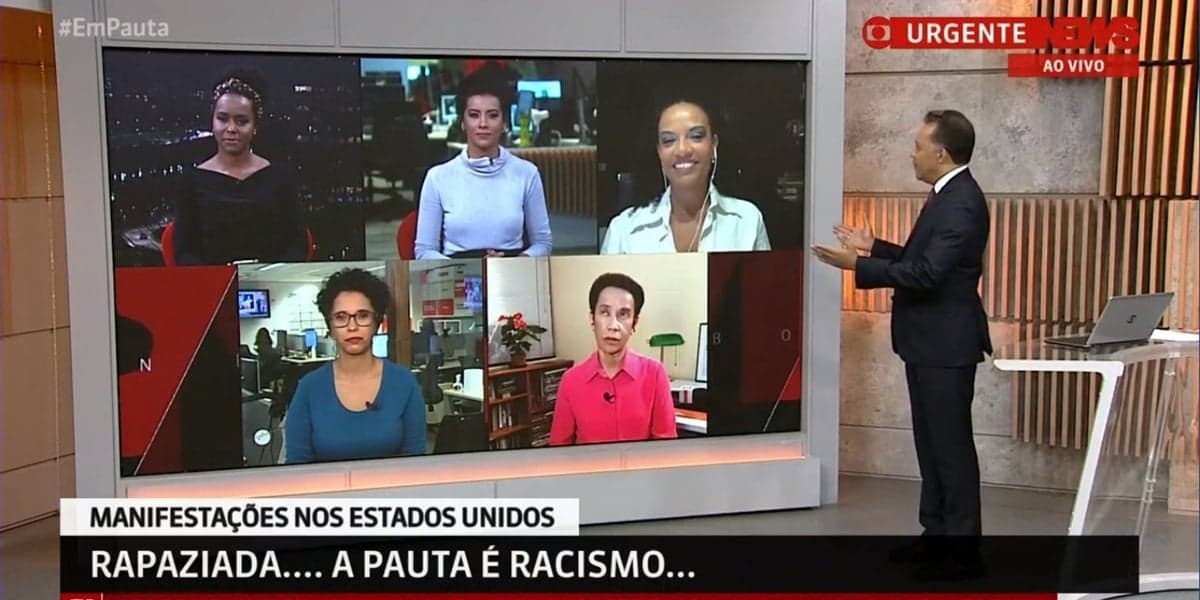Heraldo Pereira no comando da edição histórica do programa Em Pauta que debateu sobre racismo (Foto: Reprodução)