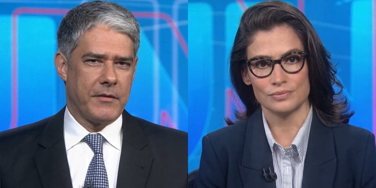 William Bonner e Renata Vasconcellos no Jornal Nacional; telejornal terá truque por causa de programação dupla (Foto: Reprodução/Globo)