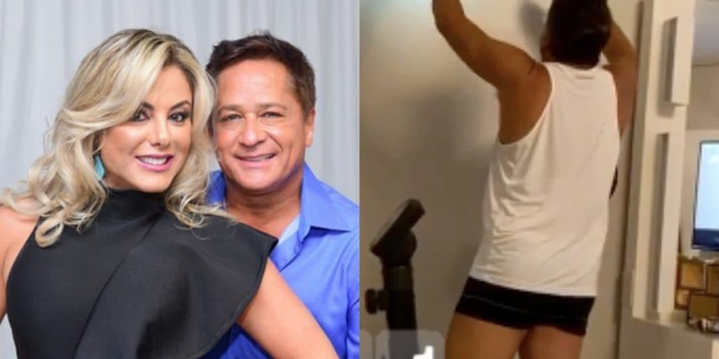Esposa de Leonardo, Poliana Rocha volta a flagrar cantor só de cueca após mágoas e não segura: "Ajuda"